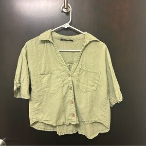 Zara Light Green Button-Down Shirt